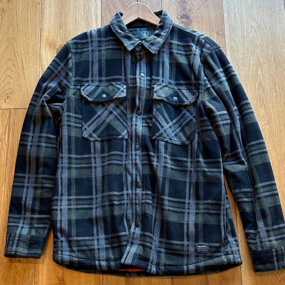 Volcom Plaid Shirt Jacket - Black and Gray